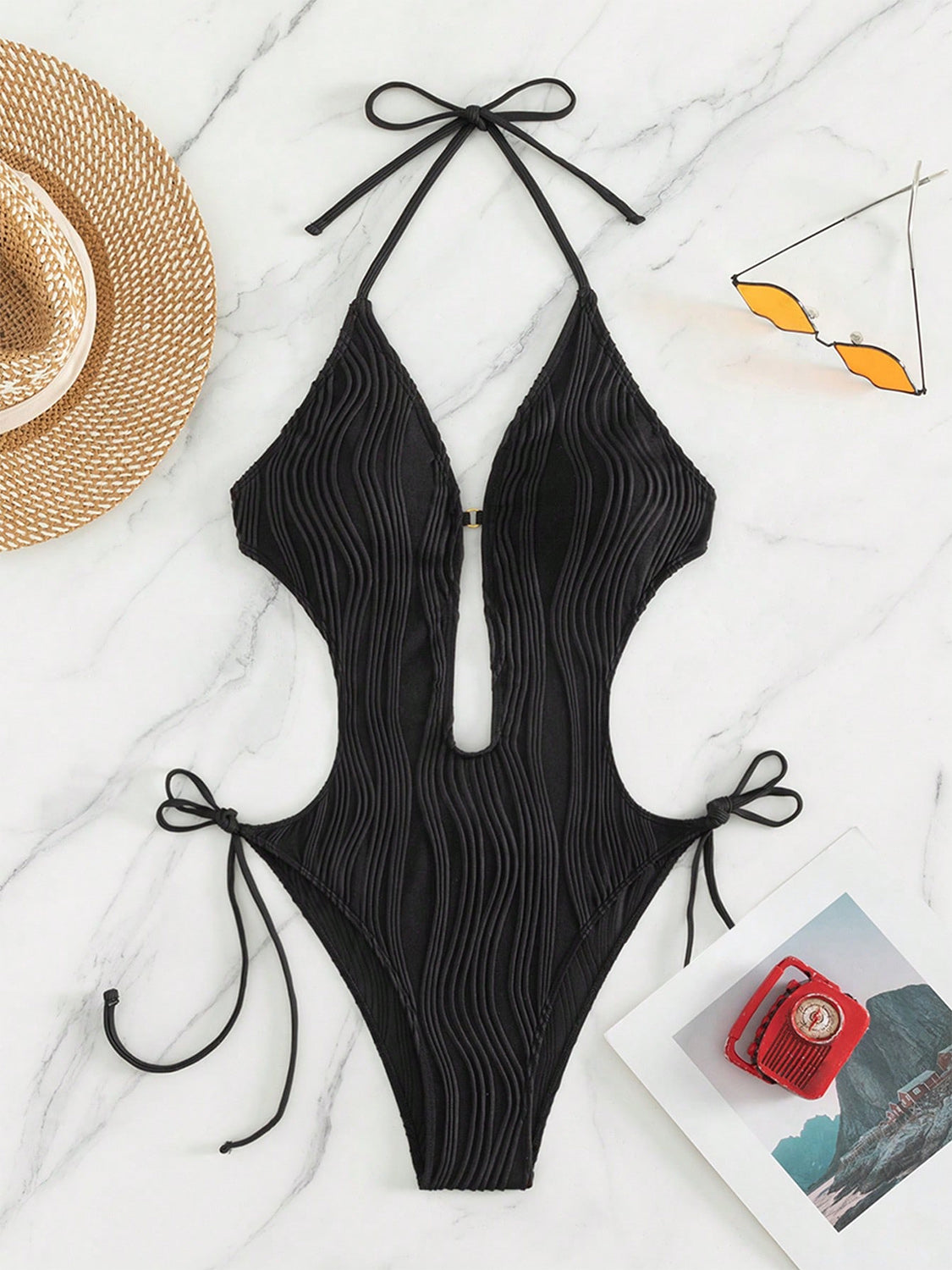 Ribbed Cutout One-Piece Swimsuit