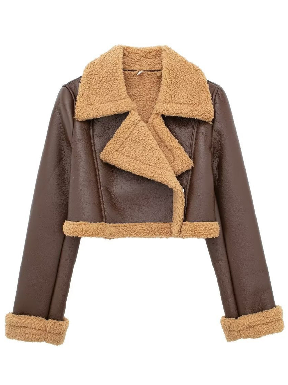 Cropped Faux Fur Bomber Jacket