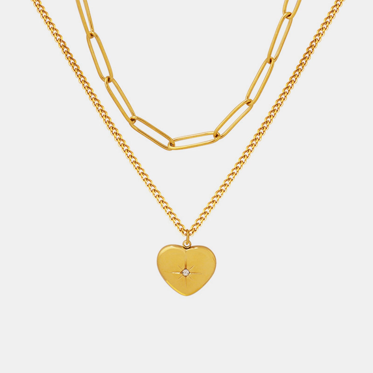 Layered Heart Pendant Necklace