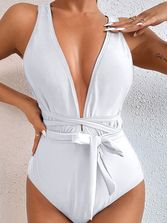 Crisscross Plunge One-Piece Swimsuit