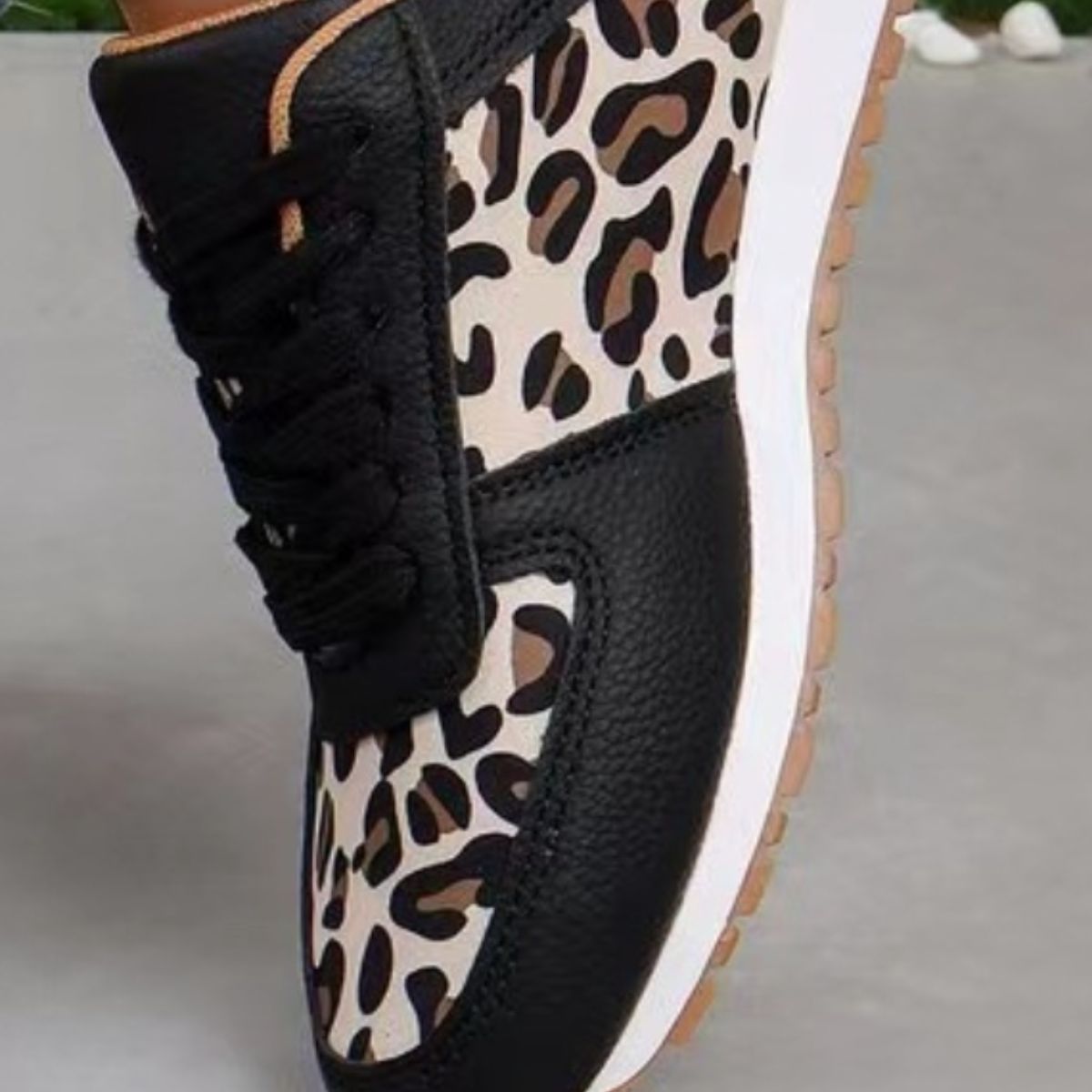Leopard Print Leather Tennis Shoes