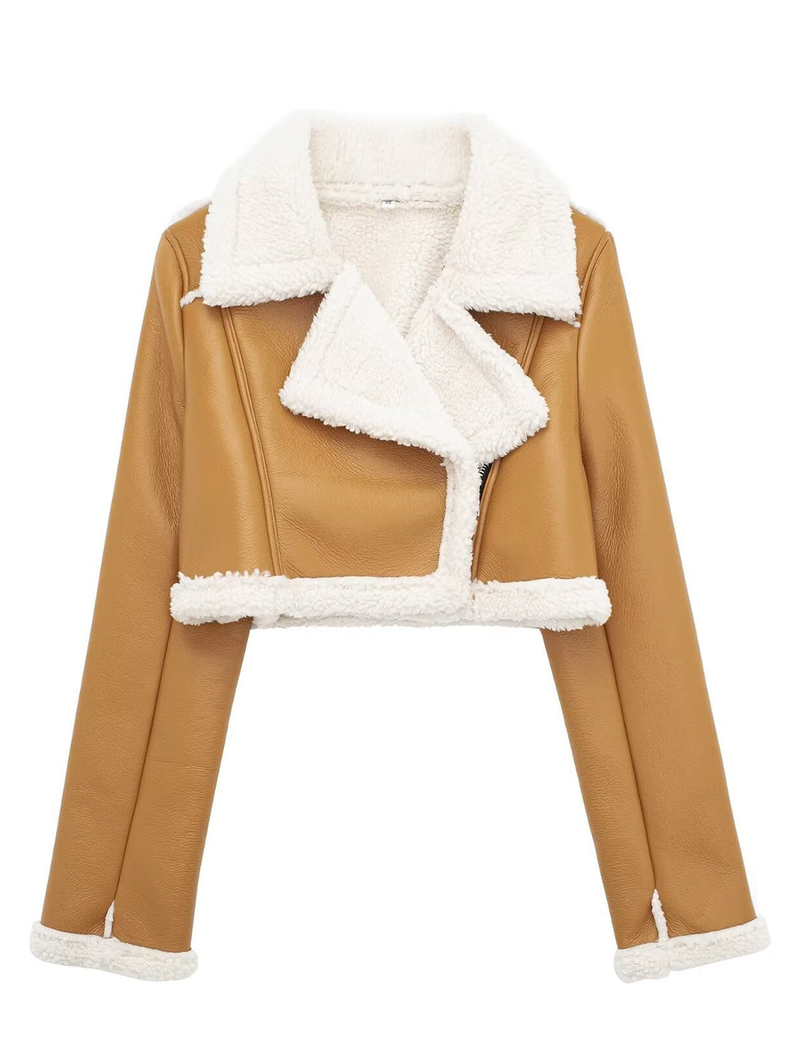 Cropped Faux Fur Bomber Jacket