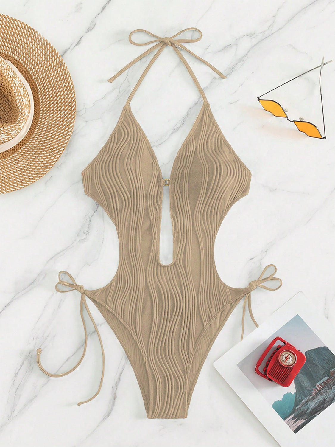 Ribbed Cutout One-Piece Swimsuit