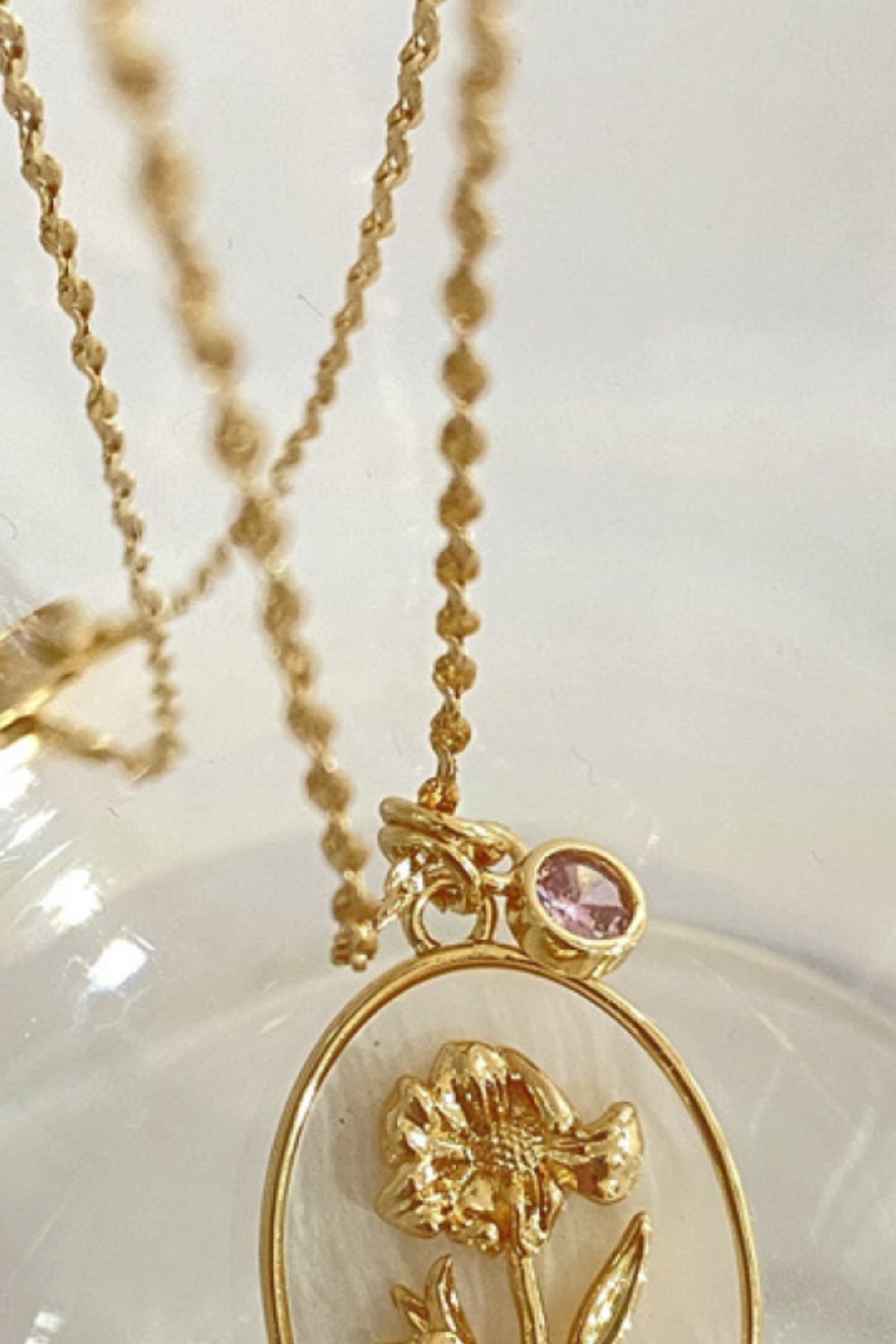 Birth Stone Flower Necklace