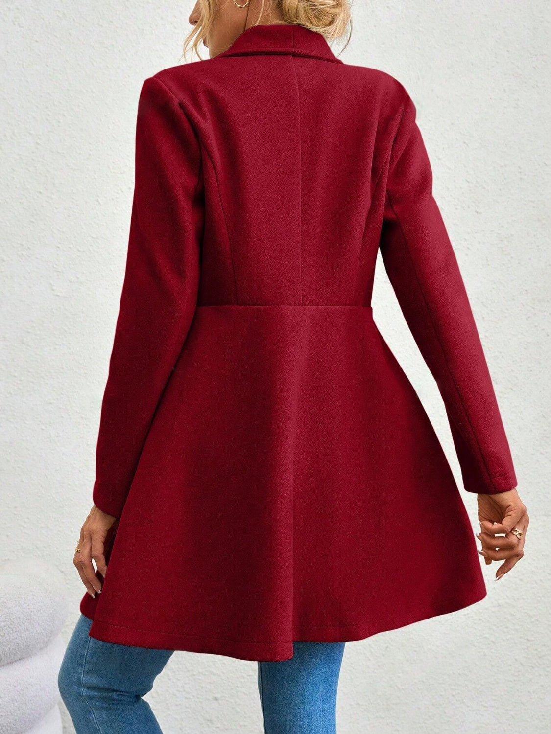 Collared Neck Hourglass Peacoat