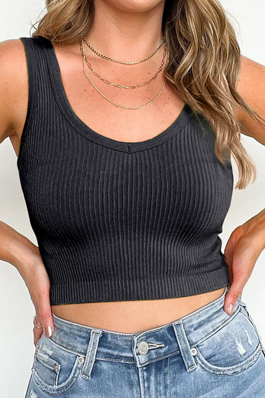 Ribbed Fitted Crop Tank Top