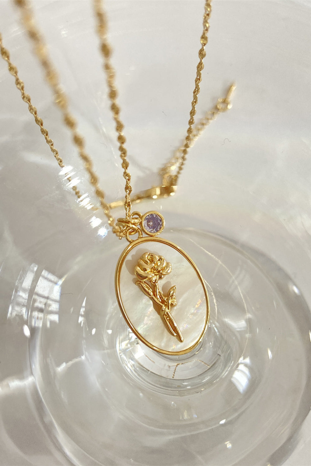 Birth Stone Flower Necklace