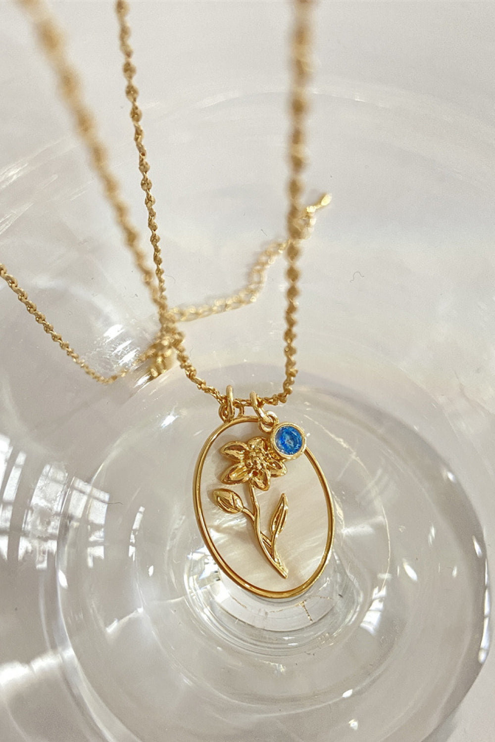 Birth Stone Flower Necklace