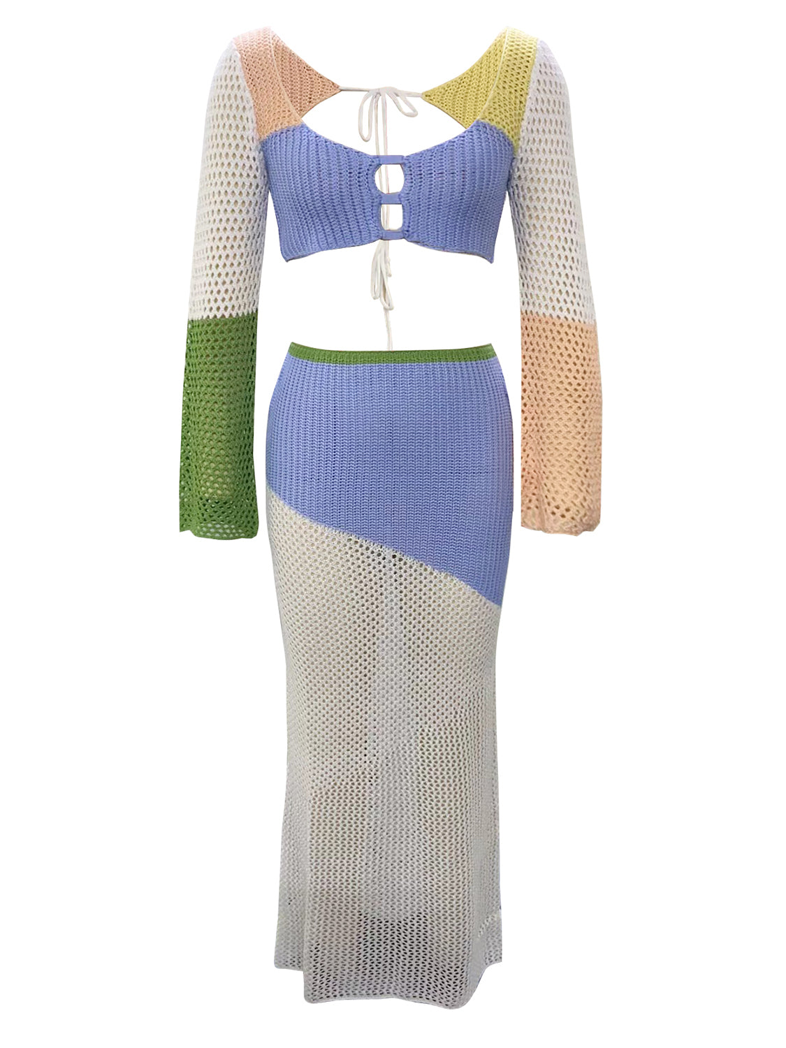 Long Sleeve Top and Skirt Vacay Cover Up Set