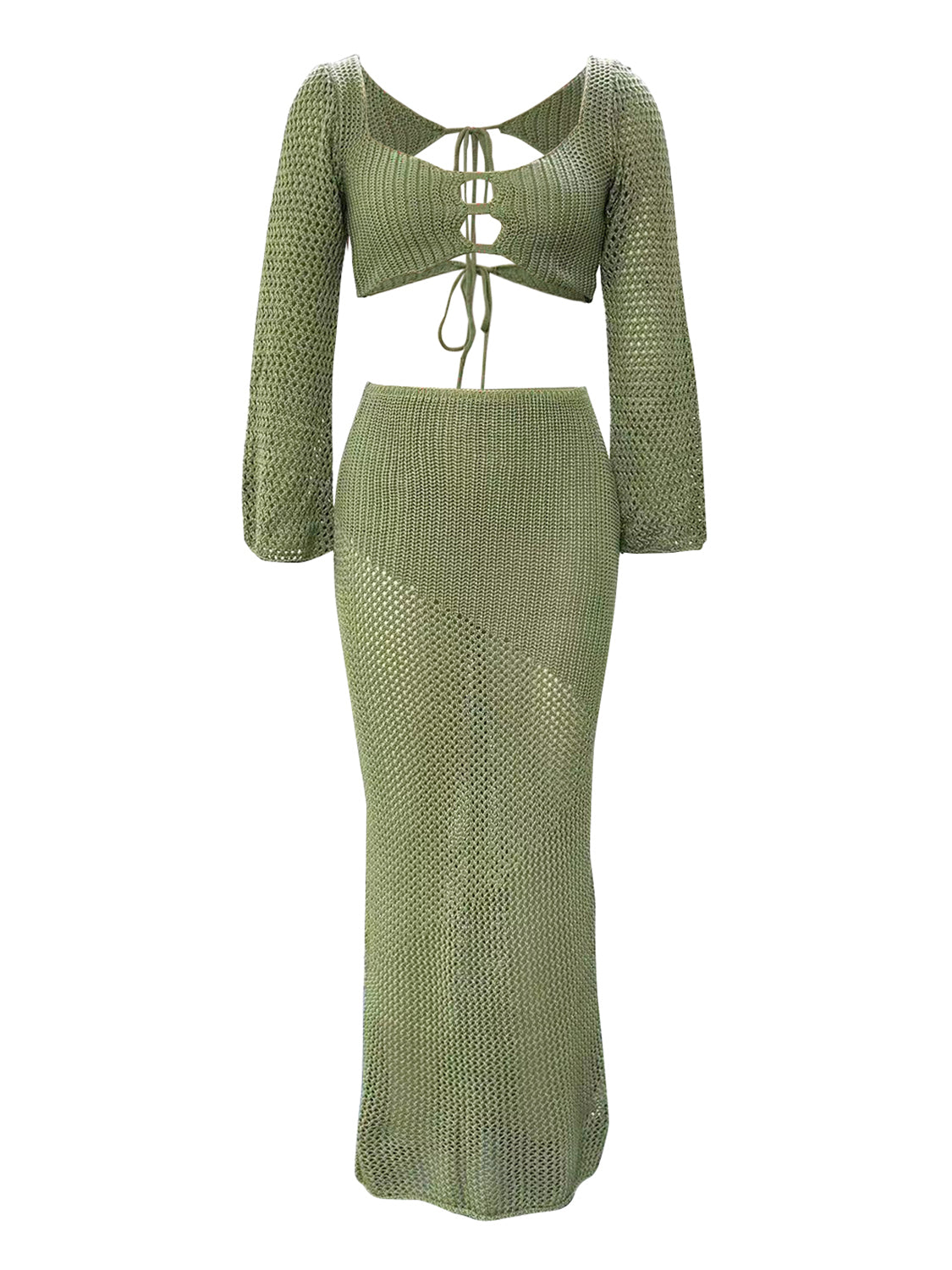 Long Sleeve Top and Skirt Vacay Cover Up Set