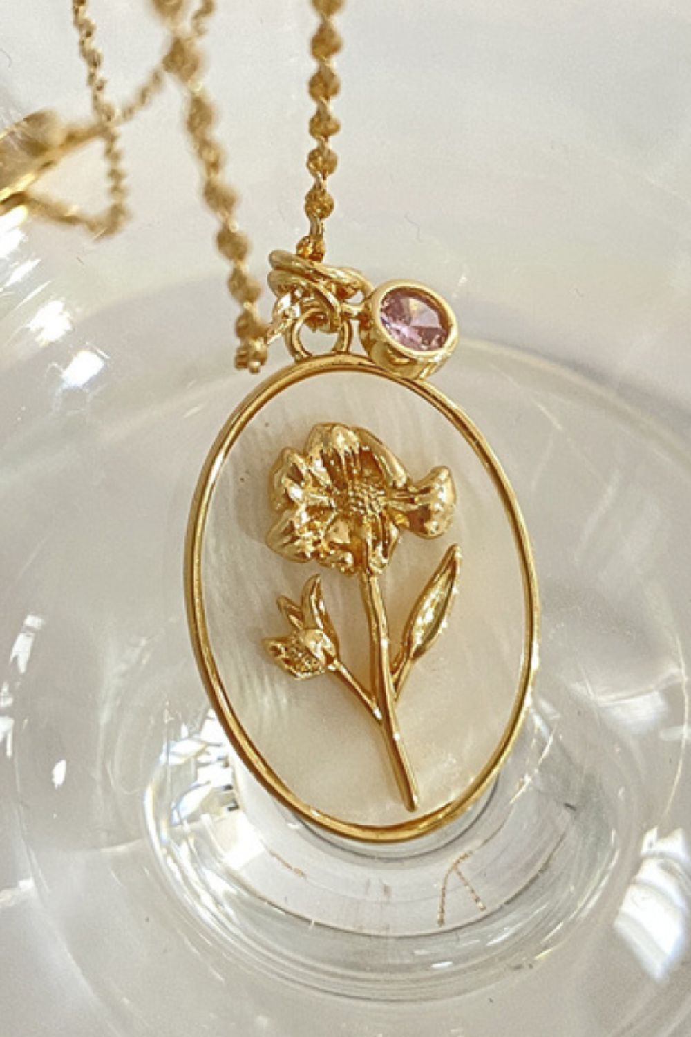 Birth Stone Flower Necklace