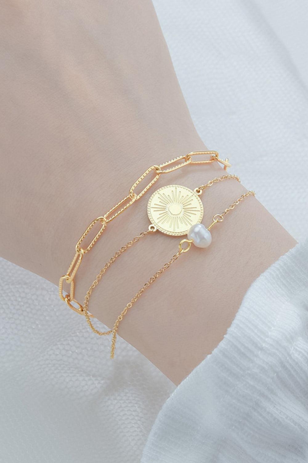 Sun Pearl Layered Bracelet