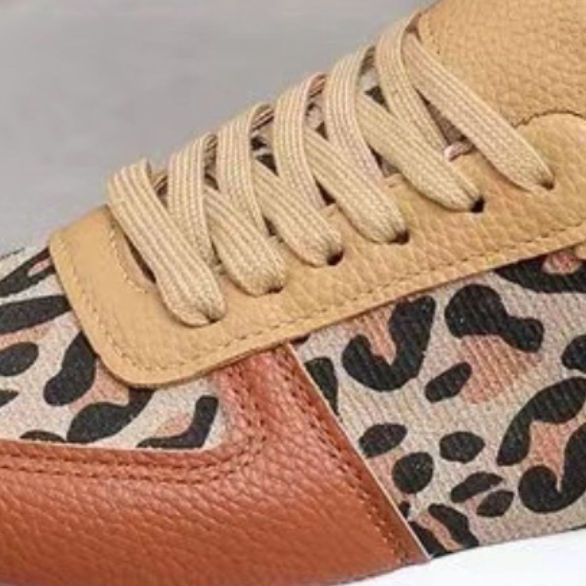 Leopard Print Leather Tennis Shoes