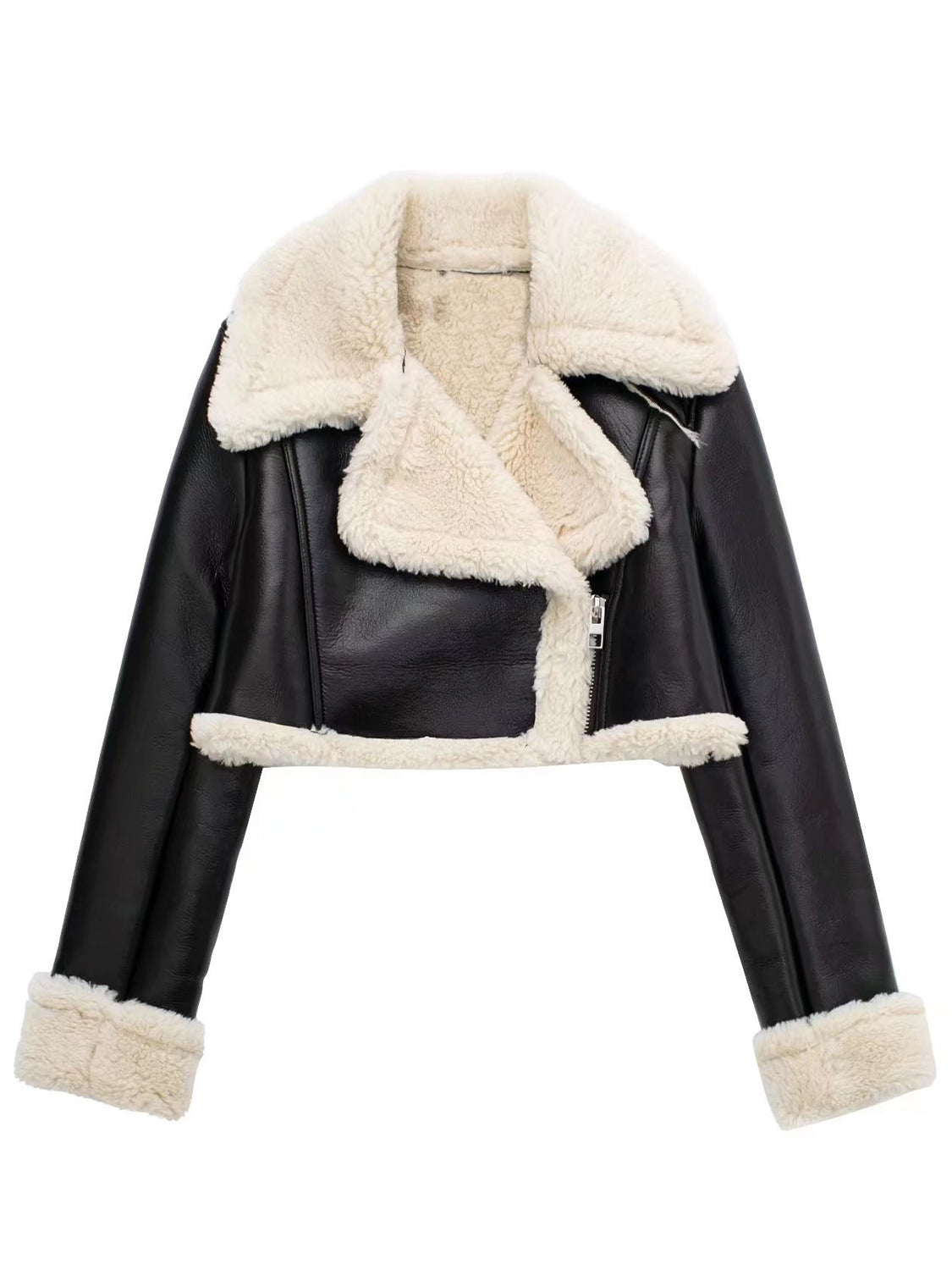 Cropped Faux Fur Bomber Jacket
