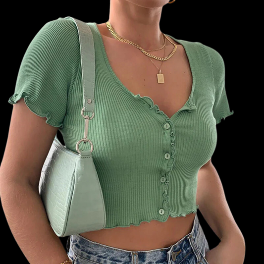 Crop Top Button Up Shirt