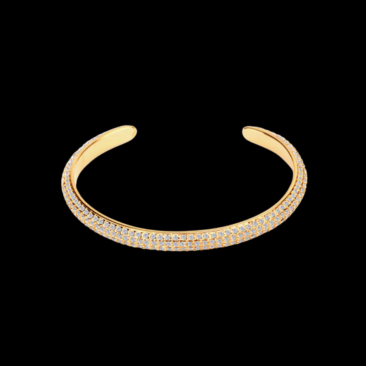 18K Gold-Plated Rhinestone Open Bracelet