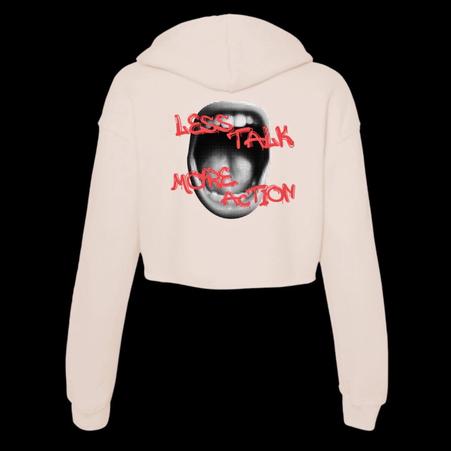 Less Talk More Action Light Cropped Hoodie