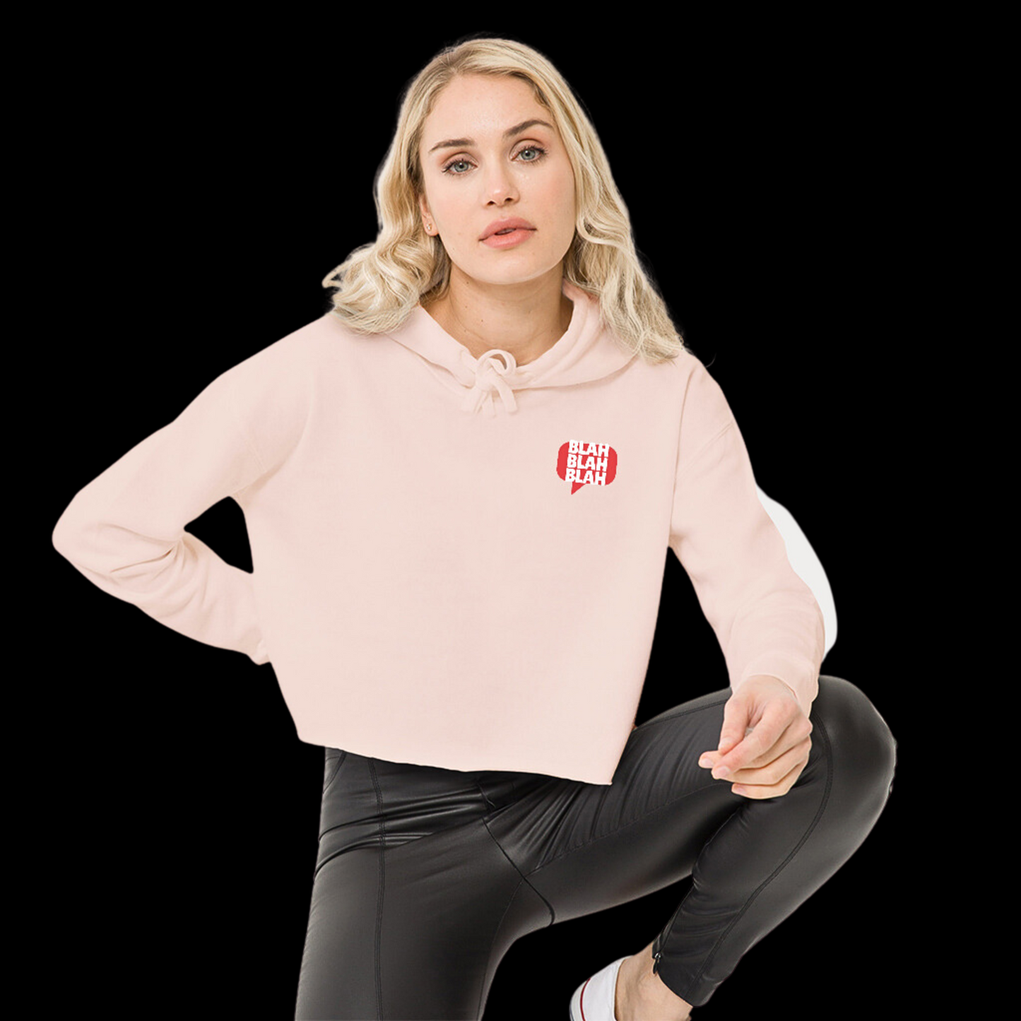 Less Talk More Action Light Cropped Hoodie
