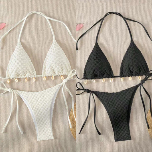 Textured Seashell Halter Bikini