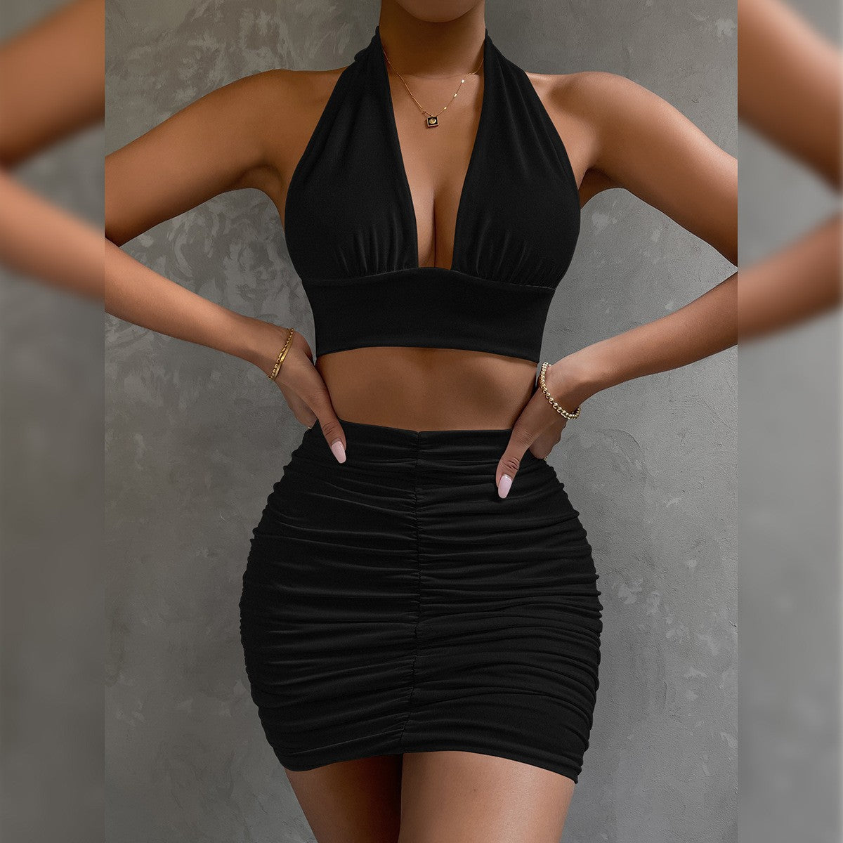 Matching Halter Top Skirt Set