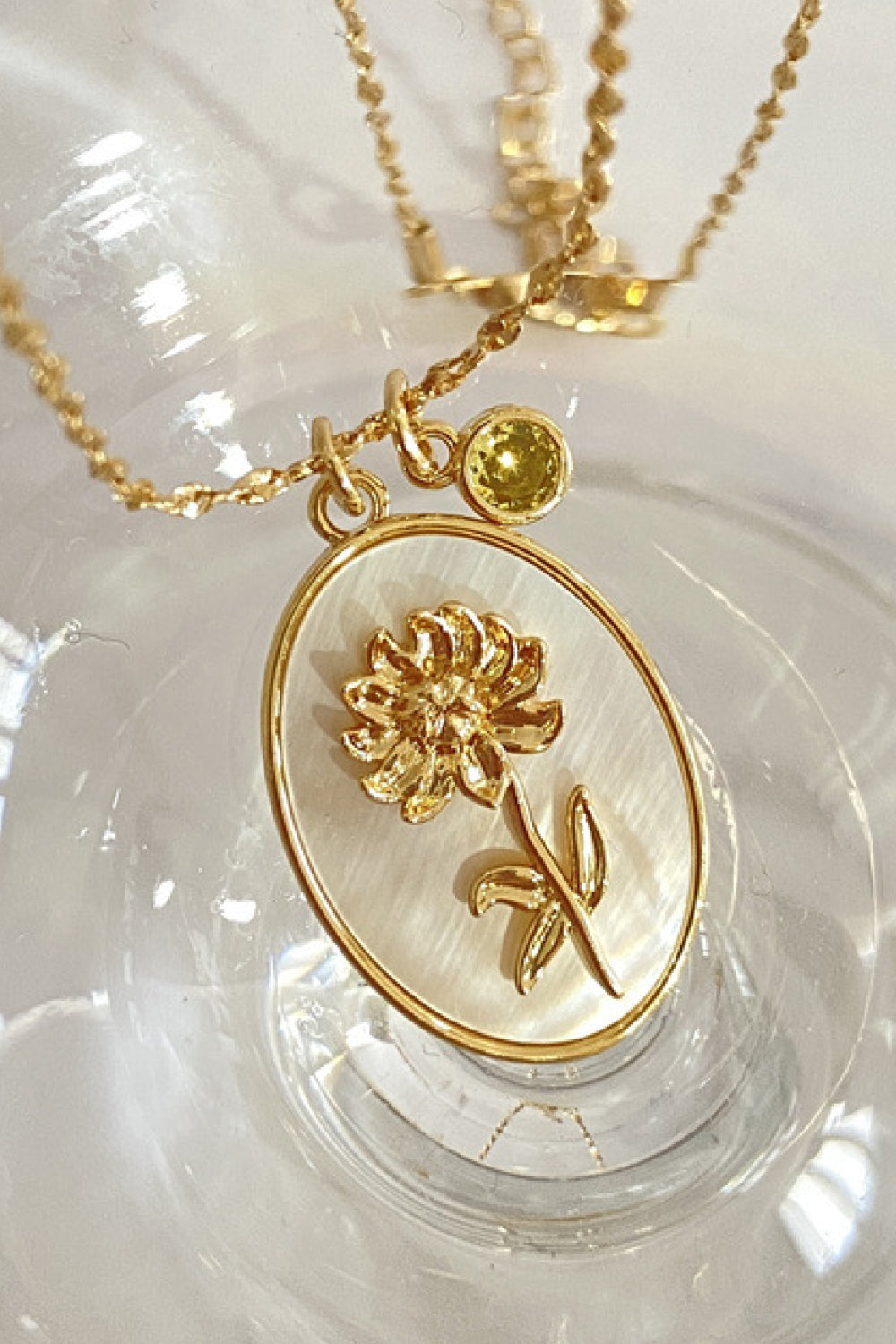 Birth Stone Flower Necklace