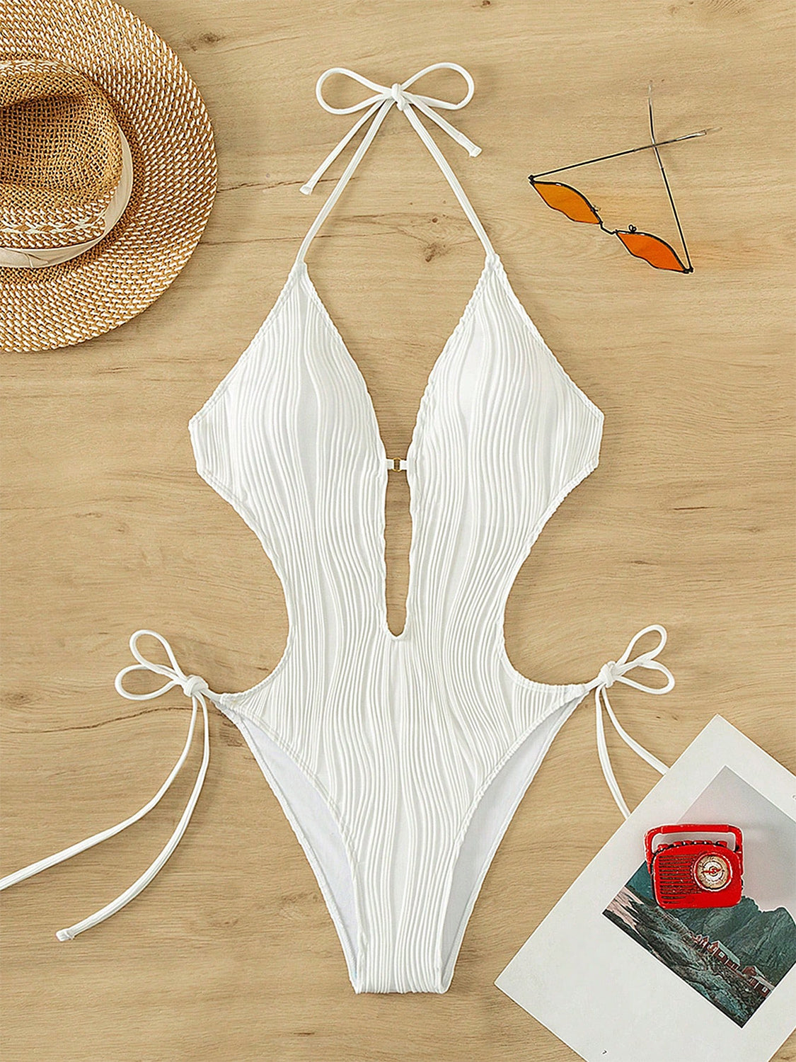 Ribbed Cutout One-Piece Swimsuit