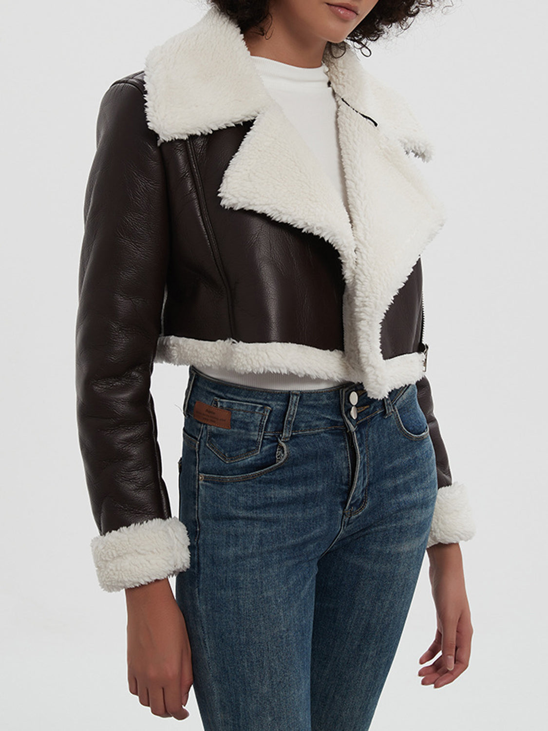 Cropped Faux Fur Bomber Jacket