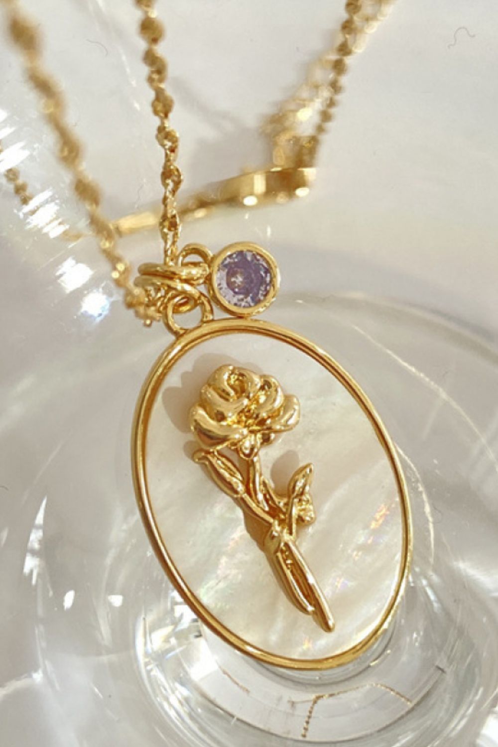 Birth Stone Flower Necklace