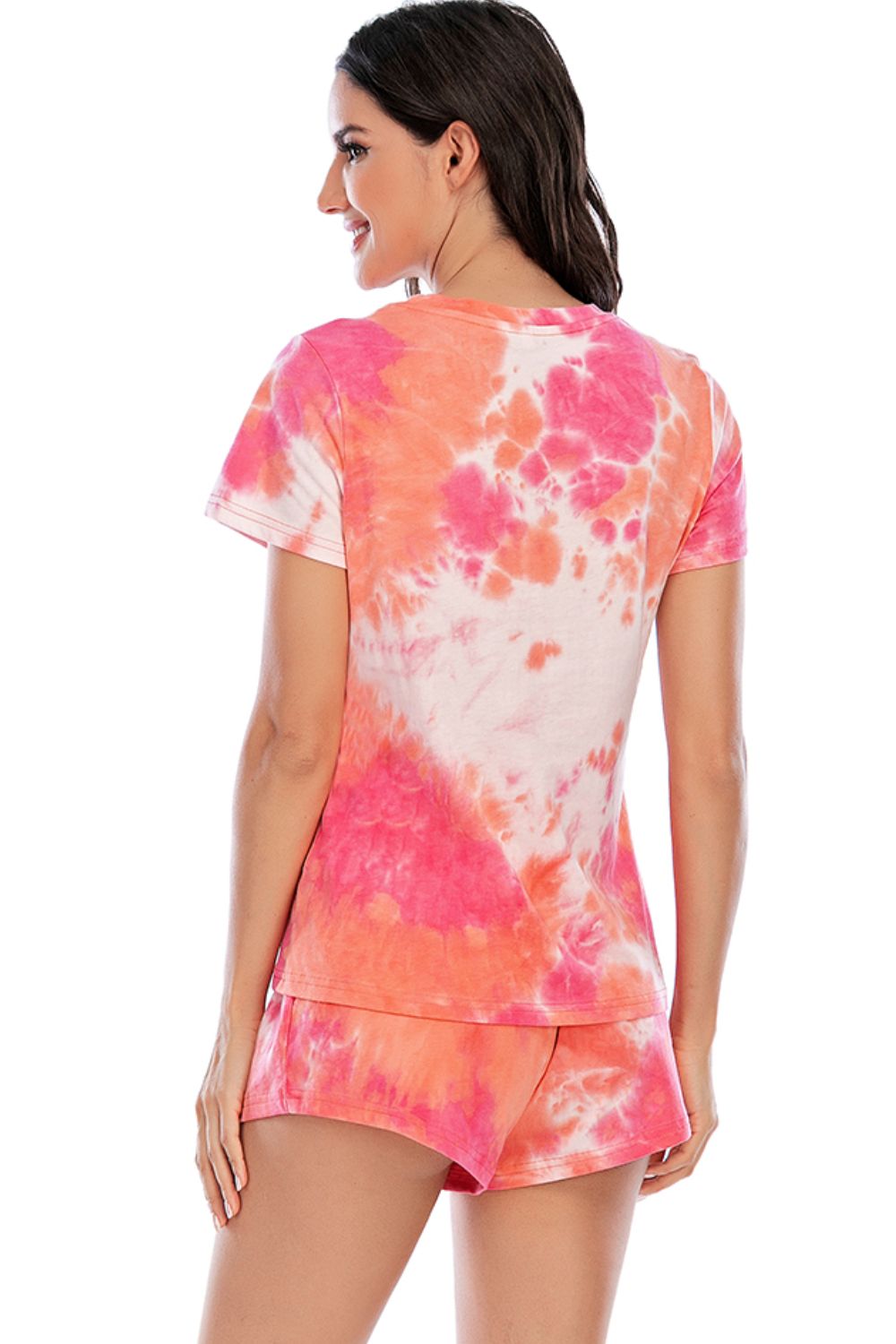 Tie-Dye Short Sleeve Top and Shorts Lounge Set