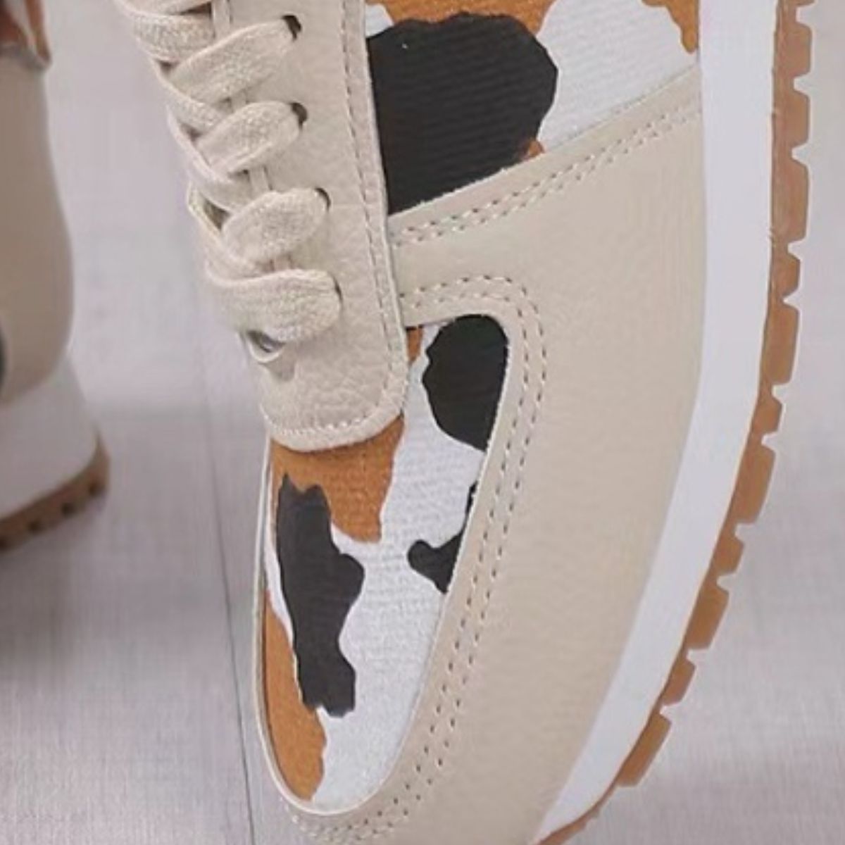 Leopard Print Leather Tennis Shoes