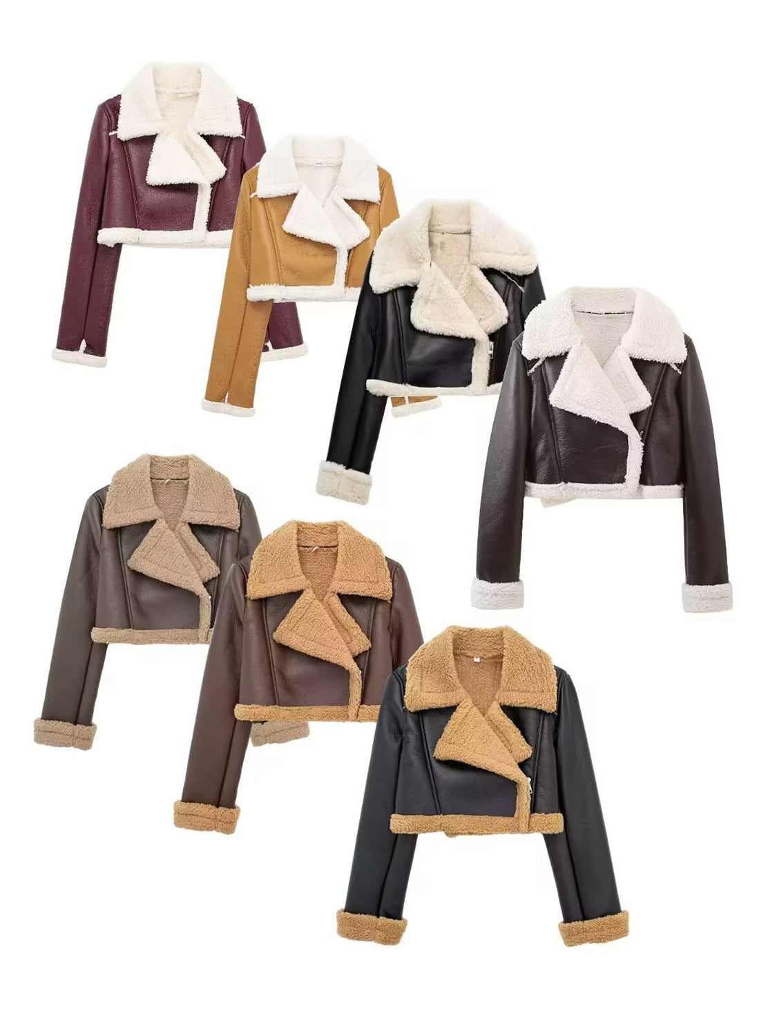 Cropped Faux Fur Bomber Jacket
