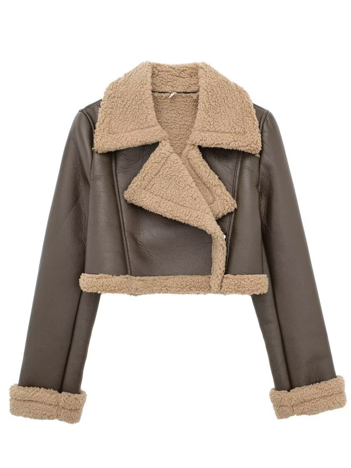 Cropped Faux Fur Bomber Jacket