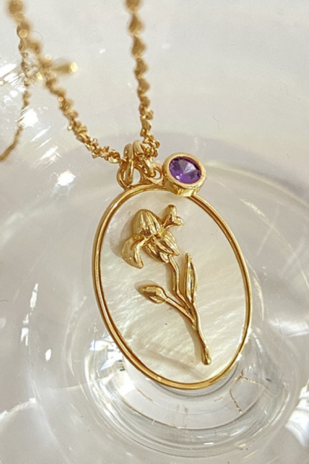 Birth Stone Flower Necklace